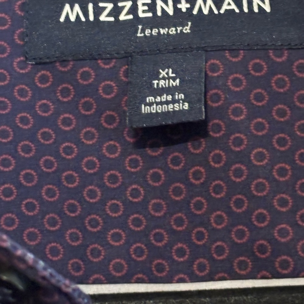 Mizzen+Main Purple Geometric XL Trim Fit Dress Shirt